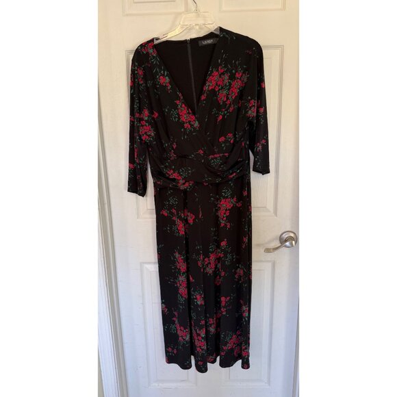 Lauren Ralph Lauren Dresses & Skirts - Lauren Ralph Lauren V-neck Black/Red Floral Maxi Length Dress Size 12